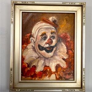 Whimsical Clown Art in Elegant Frame